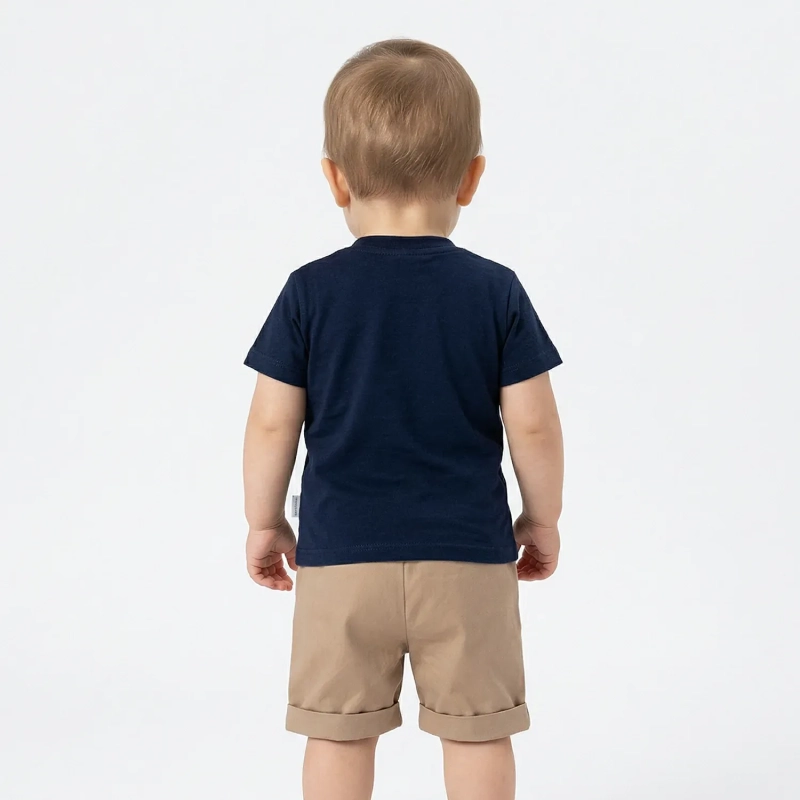 Tip Top Toddler Little Giraffe T-Shirt &amp; Short Set &ndash; Navy Blue &amp; Beige