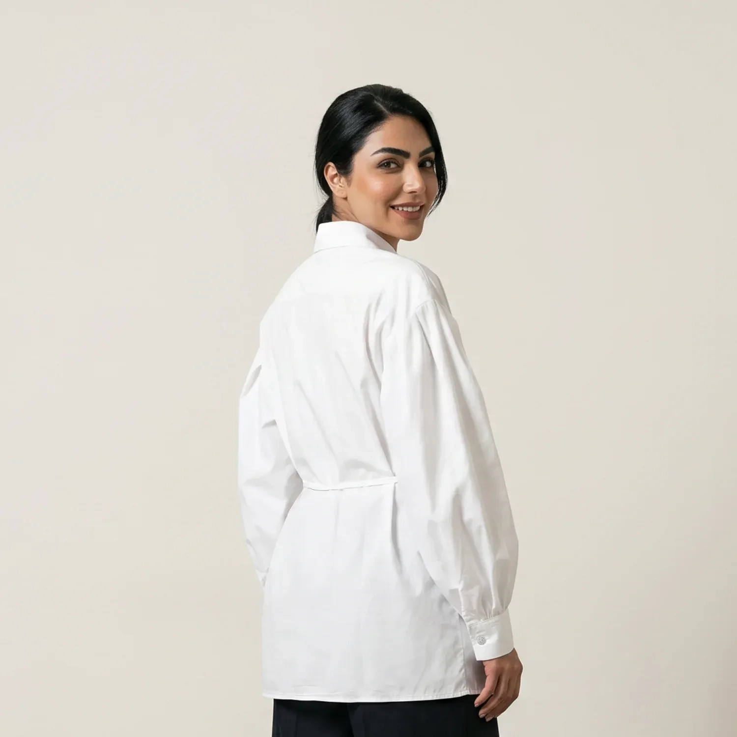 Women's Regular Bow Blouse With Fabric Tie - Sophisticated Office &amp; Semi-Formal Workwear - White
