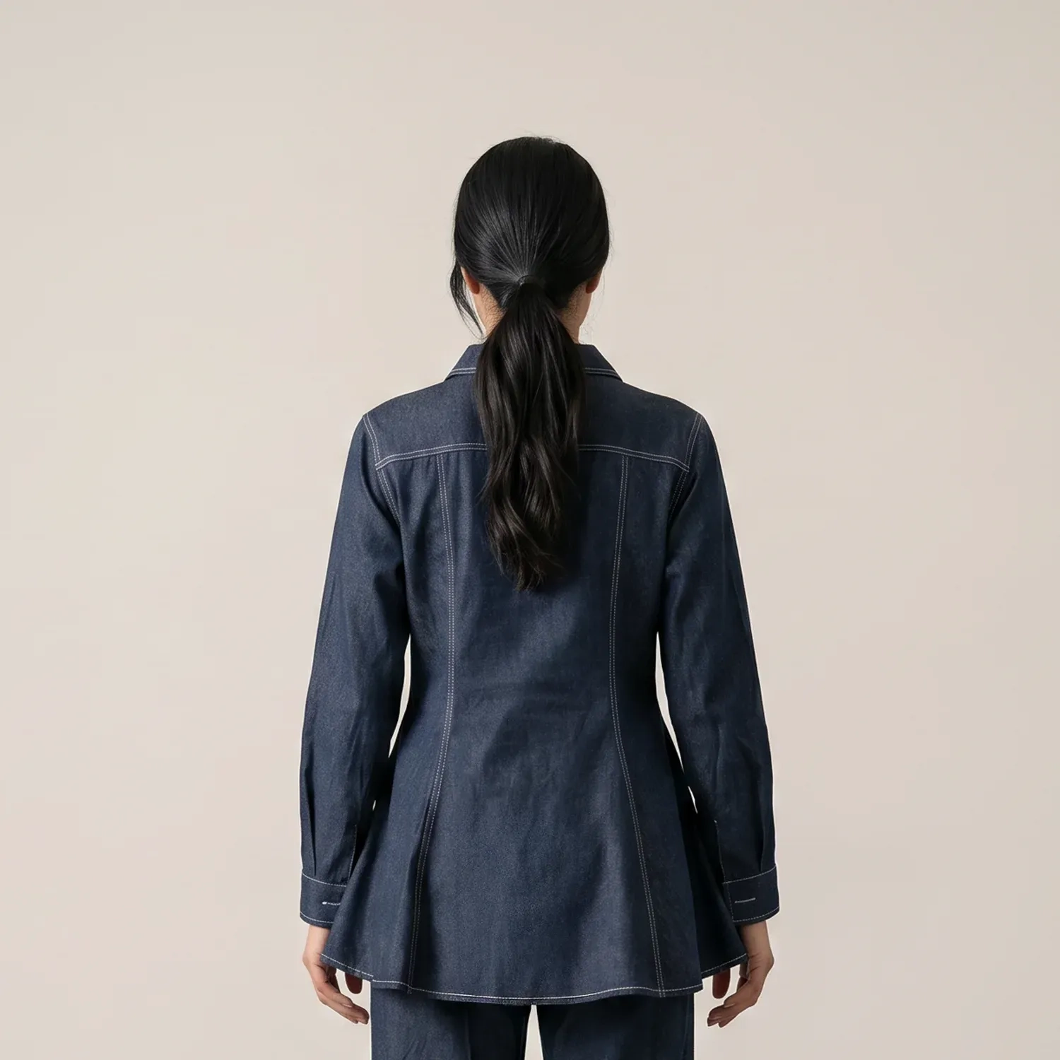 Women's Regular Denim Set - Modern Utility &amp; Elegant Streetwear Coordinate - Dark Denim Blue