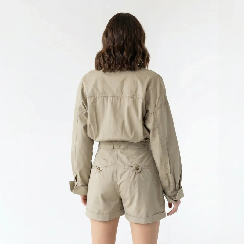 Women's Premium Tailored One - Piece Short Playsuit &mdash; Daytime Socials, Luxury Resort Lounging &amp; Summer Escapes  - Beige