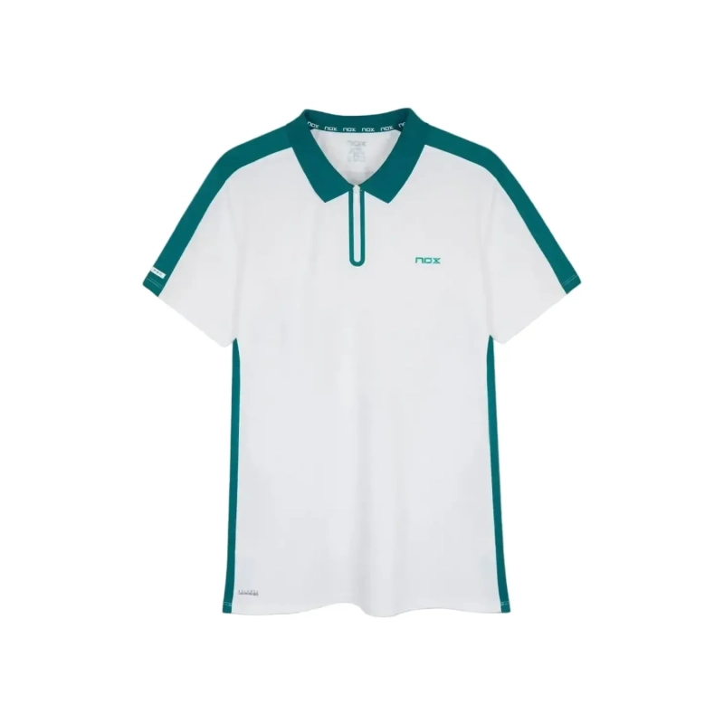 Nox Polo Pro Collar Zipper Breathable Polyamide Elastane - White Ivy Green
