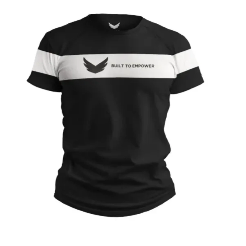 Wings T Shirt Built To Empower Crew Neck Short Sleeve Polyester - Black White