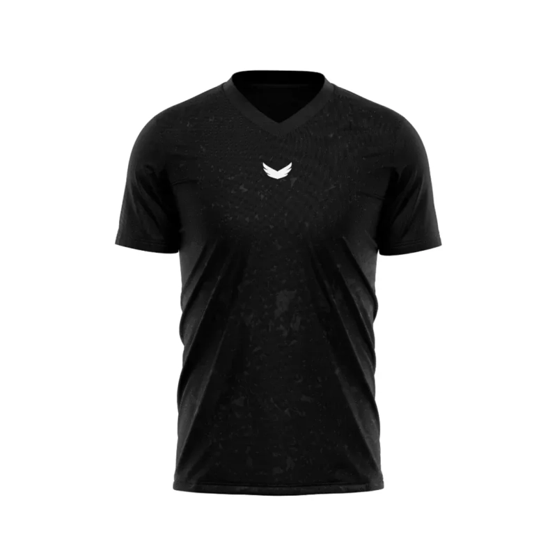 Wings T Shirt Marble V Neck Short Sleeve Dri Fit Polyester - Black
