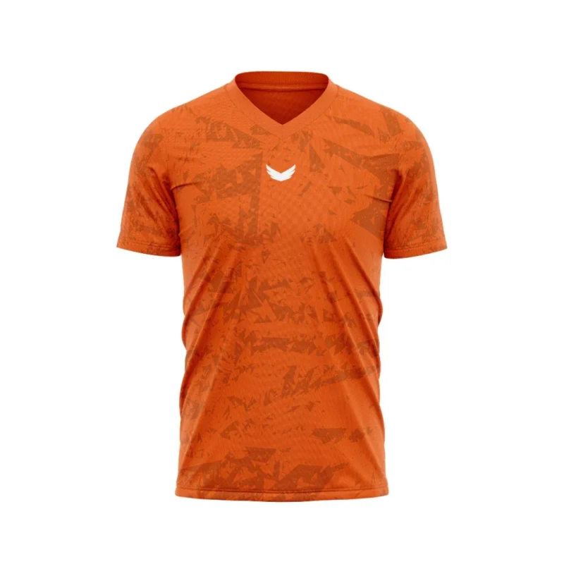 Wings T Shirt Marble V Neck Short Sleeve Dri Fit Polyester - Orange