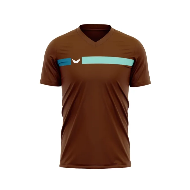 Wings T Shirt Simple Line V Neck Short Sleeve Polyester - Maroon Brown
