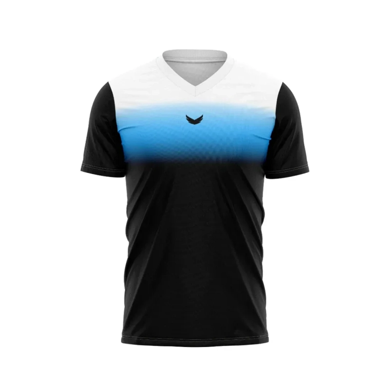 Wings T Shirt Sky Fusion V Neck Short Sleeve Dri Fit Polyester - Black White Blue